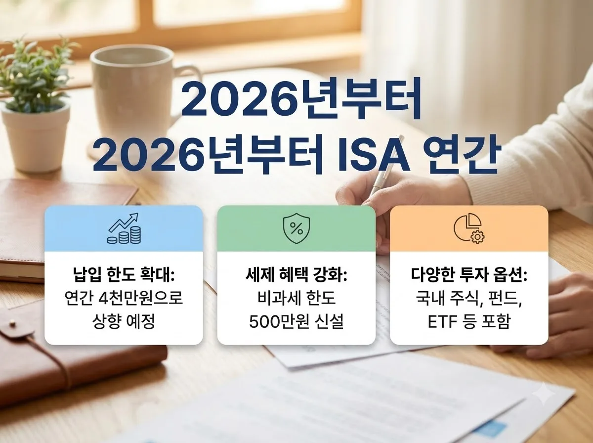 ISA 납입 한도 상향 4000만원, 2026년 개정 세법 적용 시기와 주의점