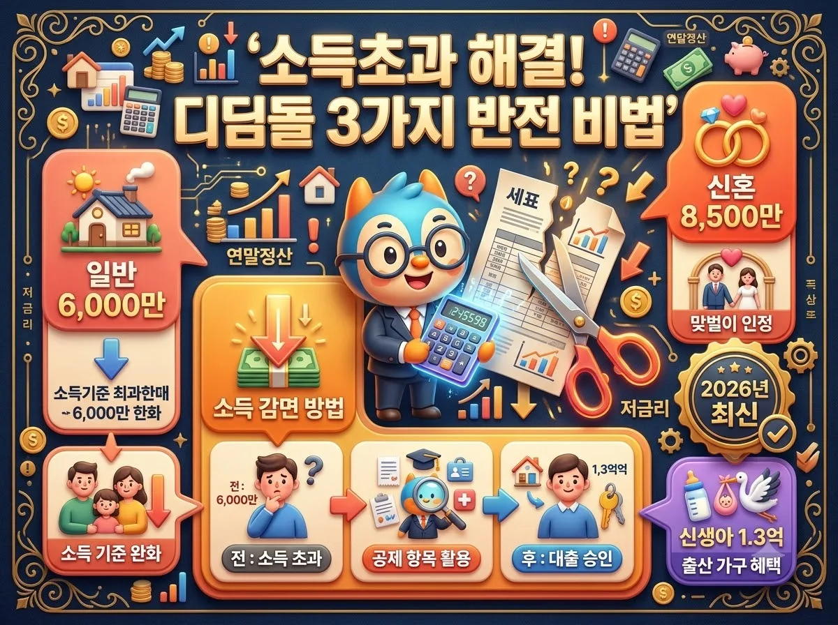 디딤돌대출 소득 초과 해결법, 세전 소득 애매하게 걸릴 때 줄이는 3가지 반전 비법