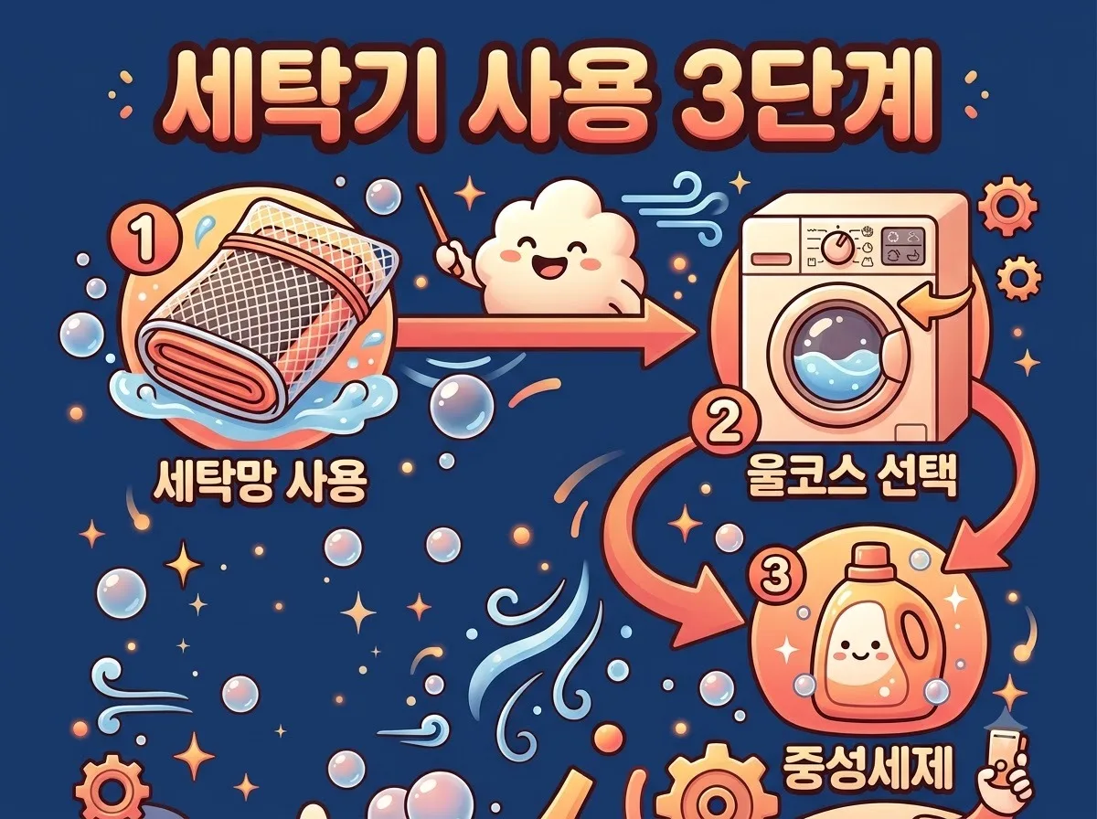 탄소매트 세탁기 물세탁 3단계, 단선 막는 안전 건조법 이미지 1