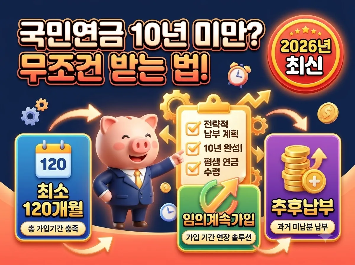 가입기간 10년 미만 국민연금 수령? 2026년 해결 방법 3가지