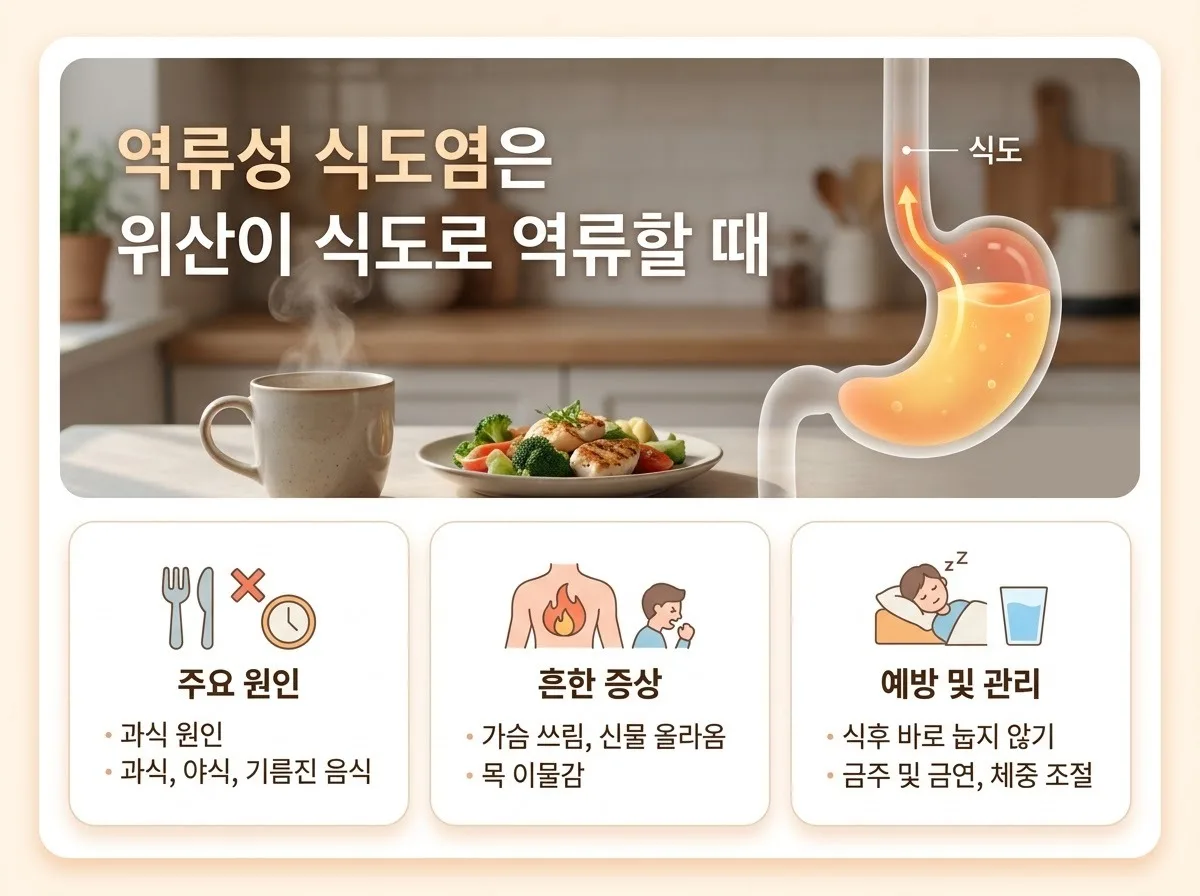 역류성 식도염 증상 목 이물감 속쓰림 2026년 관리법 5가지