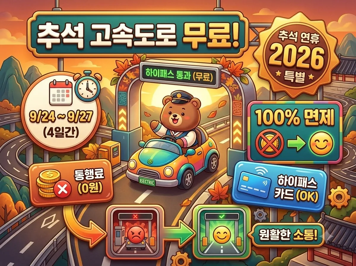 추석 하이패스 무료 언제부터? 2026년 고속도로 통행료 면제 기준