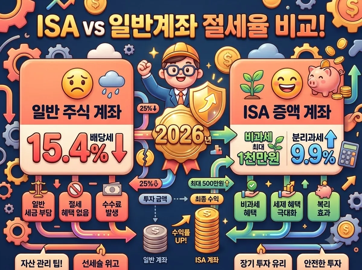ISA 증액 vs 일반 주식 계좌 절세율 비교, 2026년 핵심 기준