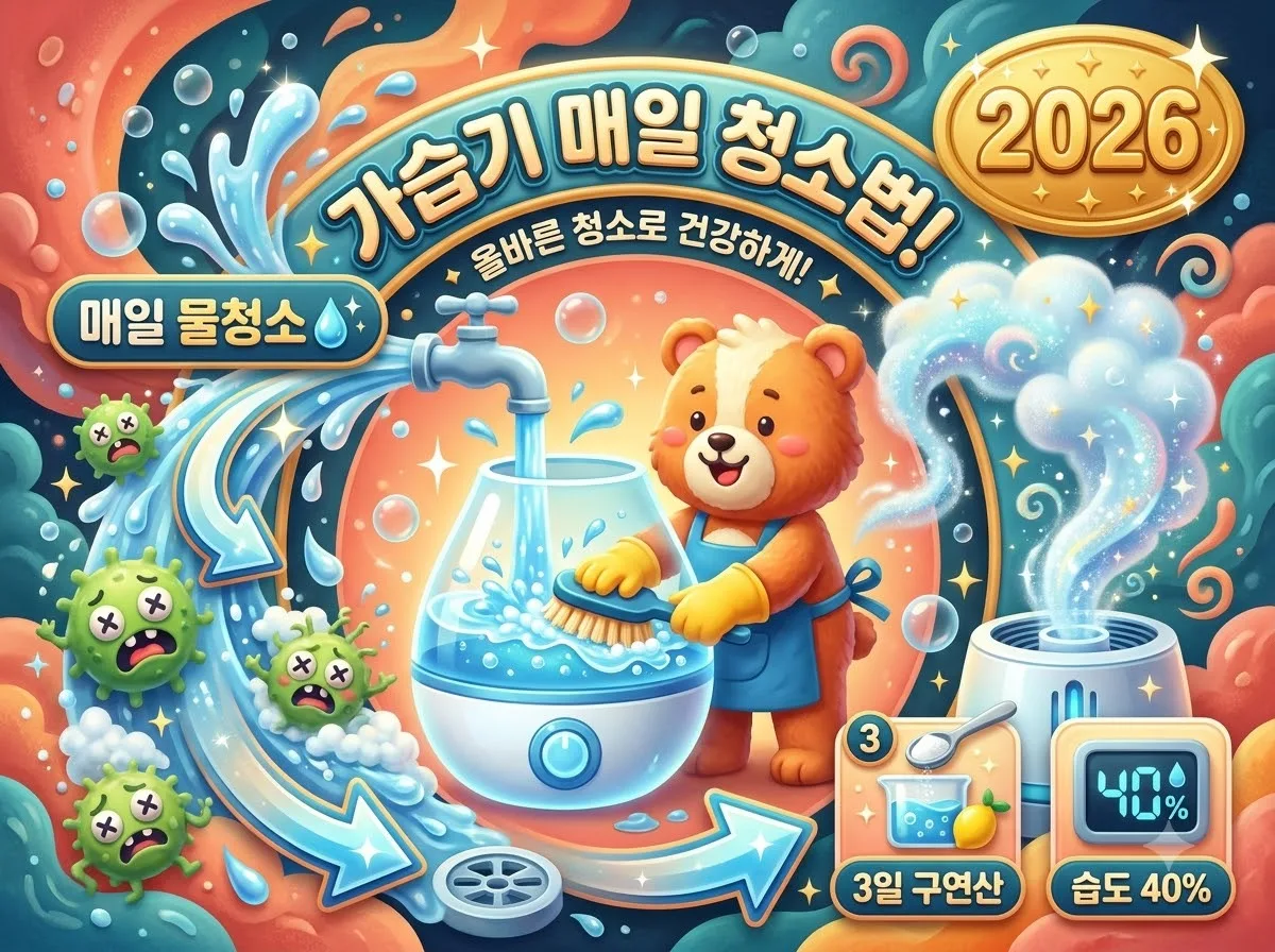 가습기 매일 사용 시 물통 청소 주기는? 2026 건강 세척 가이드