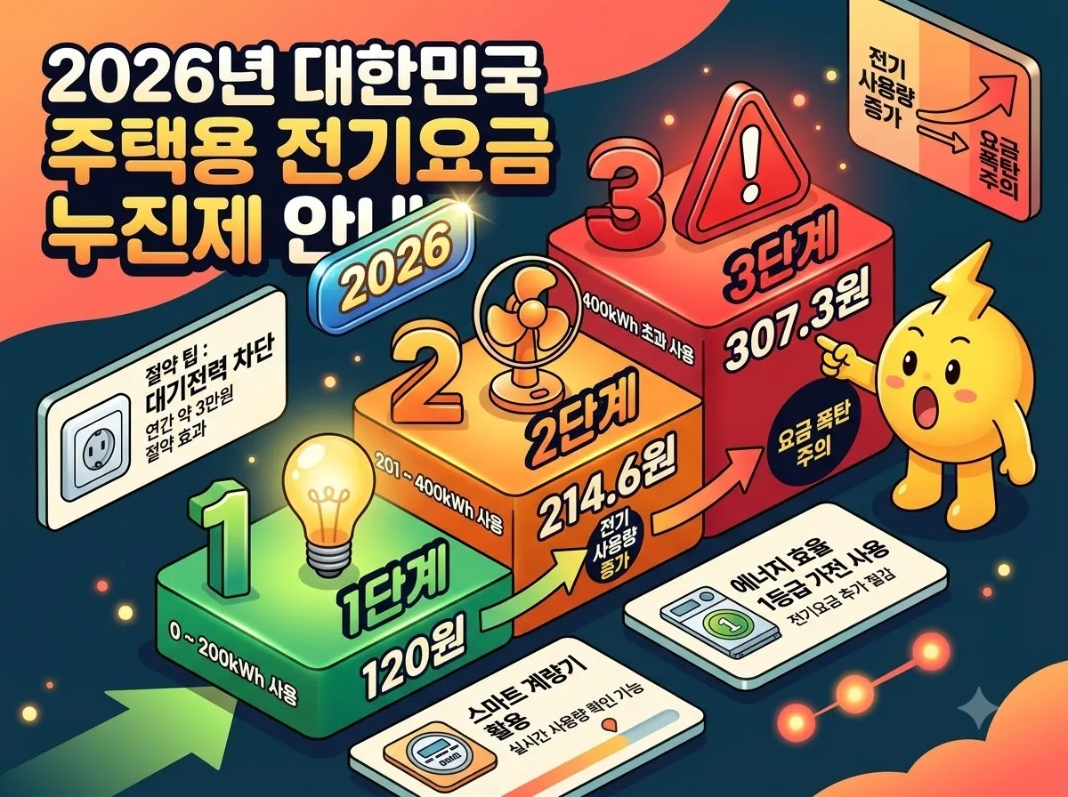 온열매트 전기요금 2026 누진세 2단계와 3단계 비교 계산법 이미지 1