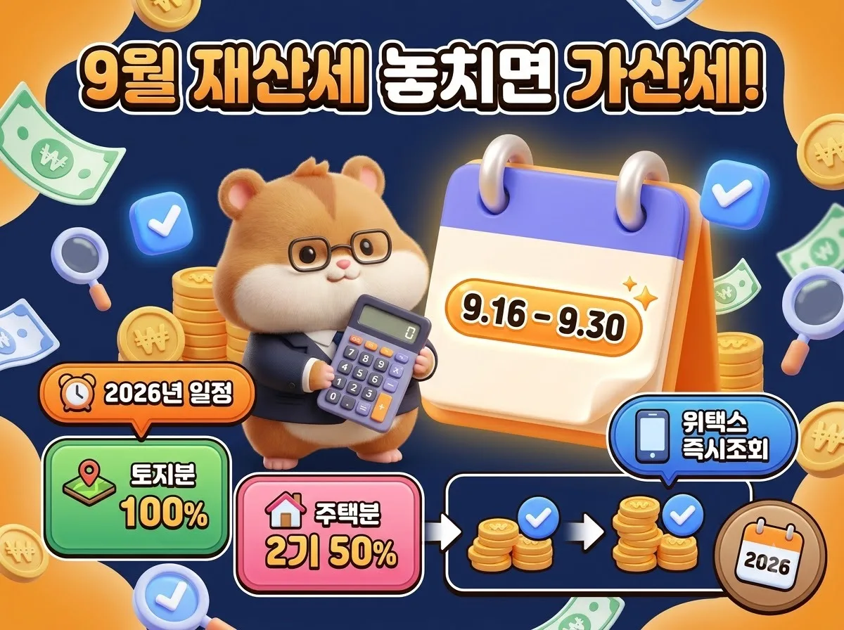 9월 재산세 납부기간 언제까지일까? 2026년 상세 일정과 조회 방법