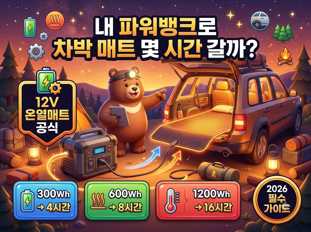 카본 온열매트 DC 12V 가동 시간 계산법, 파워뱅크 용량별 완전 정복