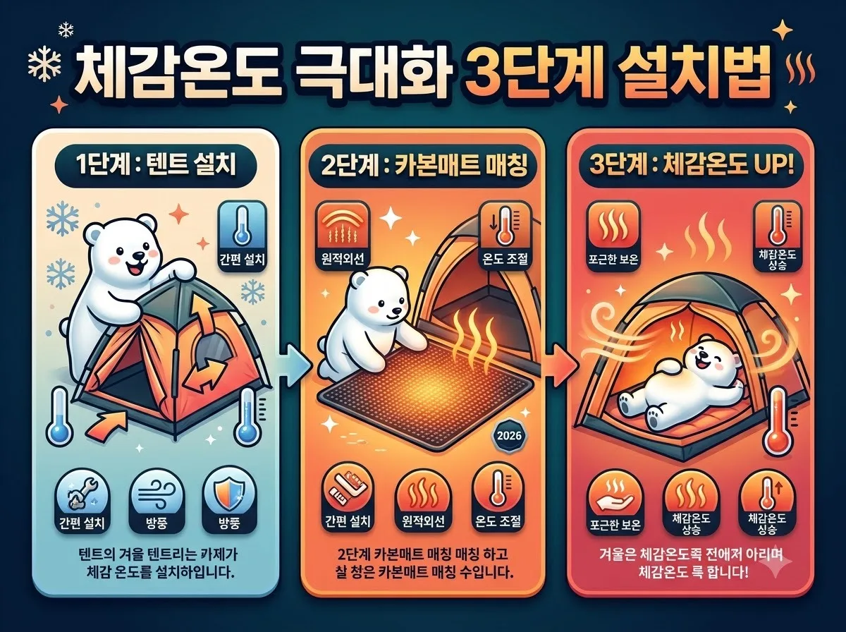 우풍 심한 방 난방텐트 카본매트 조합의 2026년 난방비 절감 효과 이미지 2