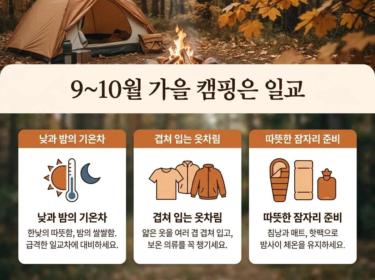가을 캠핑 9~10월 성수기 준비와 난방비 절감하는 5가지 실전 전략