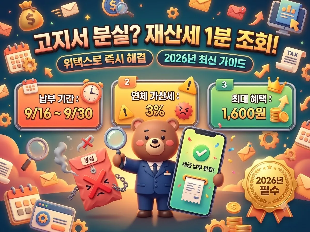 재산세 고지서 분실했을 때 2026년 온라인 조회 및 납부 방법