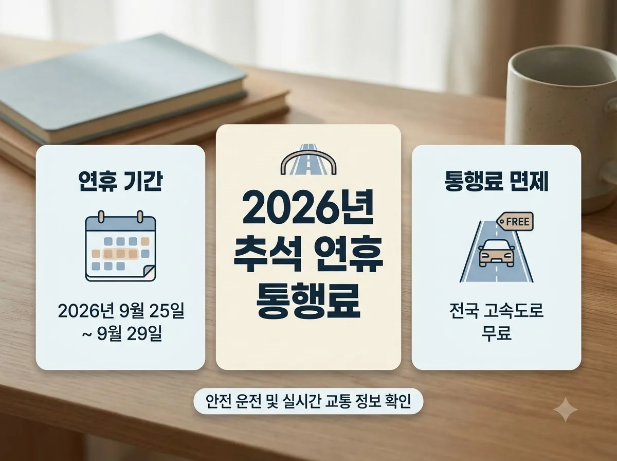 2026 추석 통행료 면제 총정리, 하이패스 및 일반차로 이용법 3가지 주의점