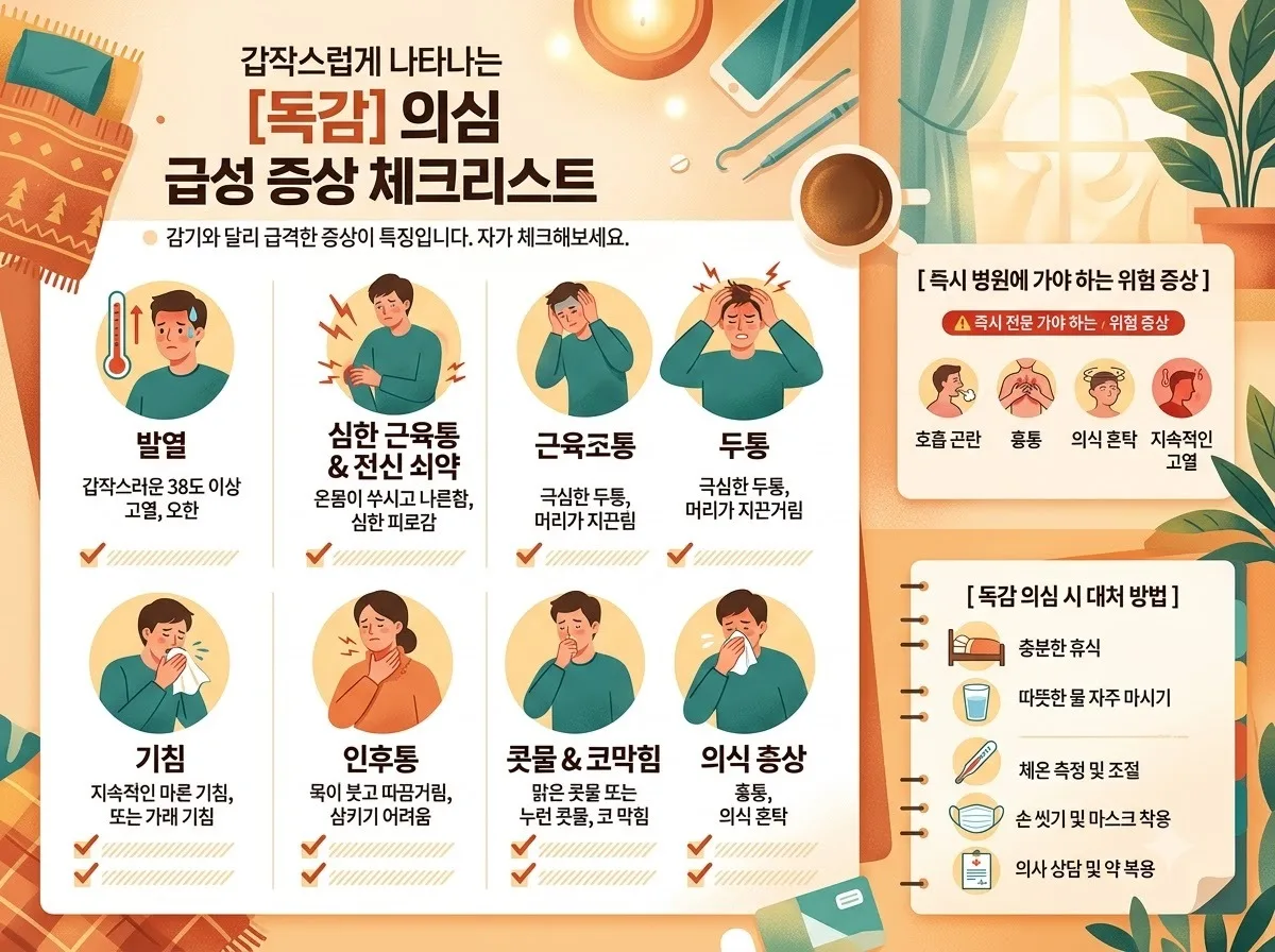 아이 갑자기 열날 때 감기 독감 코로나 구별법과 2026년 대응 수칙 이미지 2