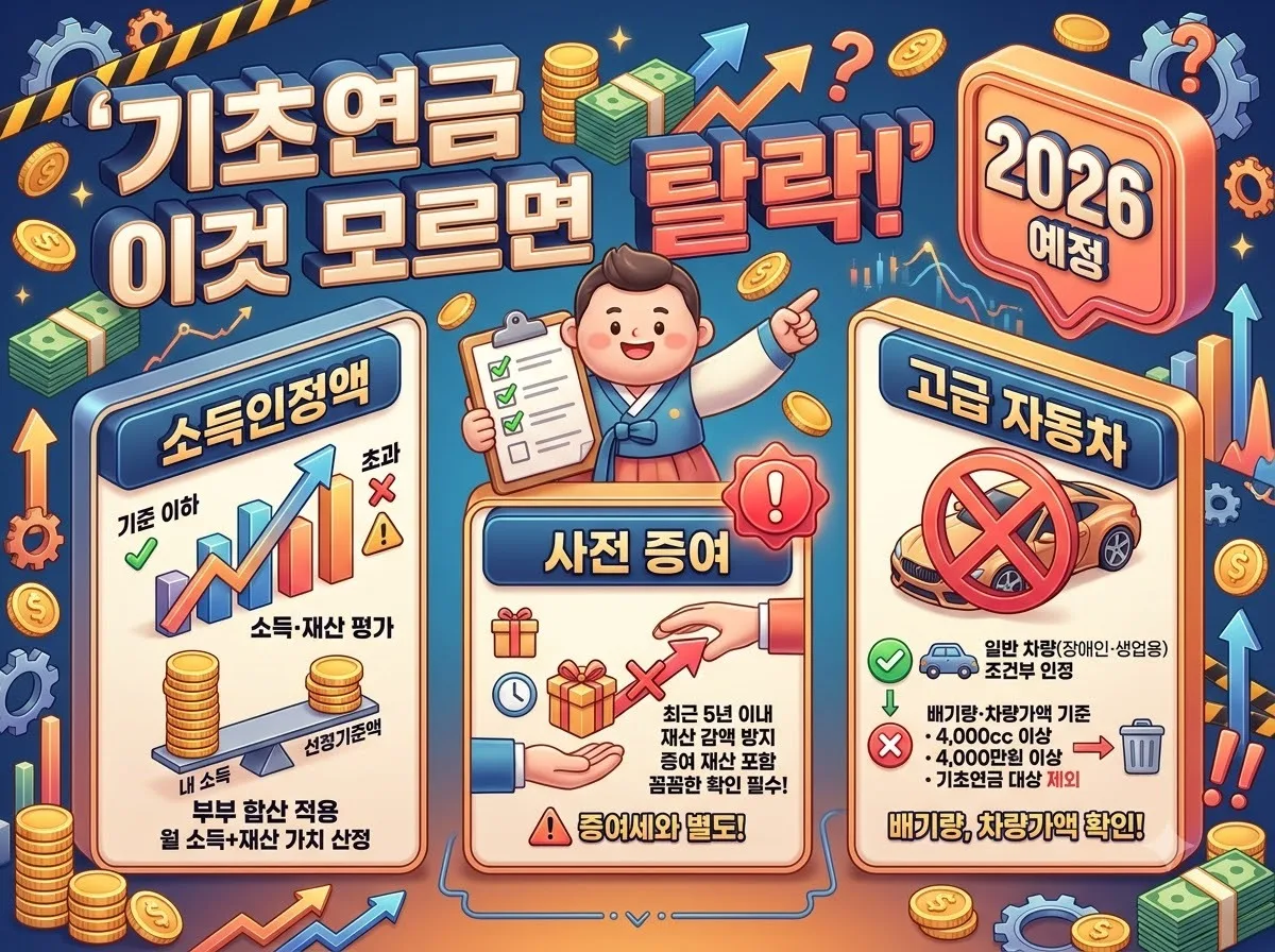 65세 이후 기초연금 수령을 위한 재산 소득 기준과 감점 주의점