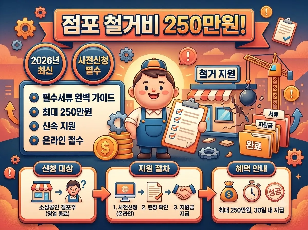 폐업지원금 신청하려면 어떤 서류가 필요할까 점포 철거비 250만원 2026년 준비사항