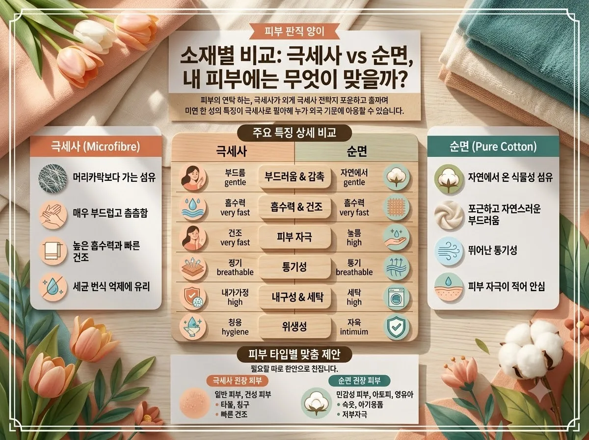 아토피 건선 피부 침구 선택: 2026년 극세사 vs 순면 알러지케어 온열패드 비교 이미지 2