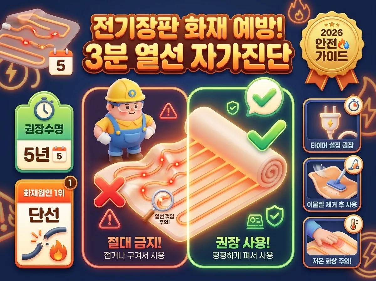 전기장판 화재 예방을 위한 열선 꺾임 자가 진단법