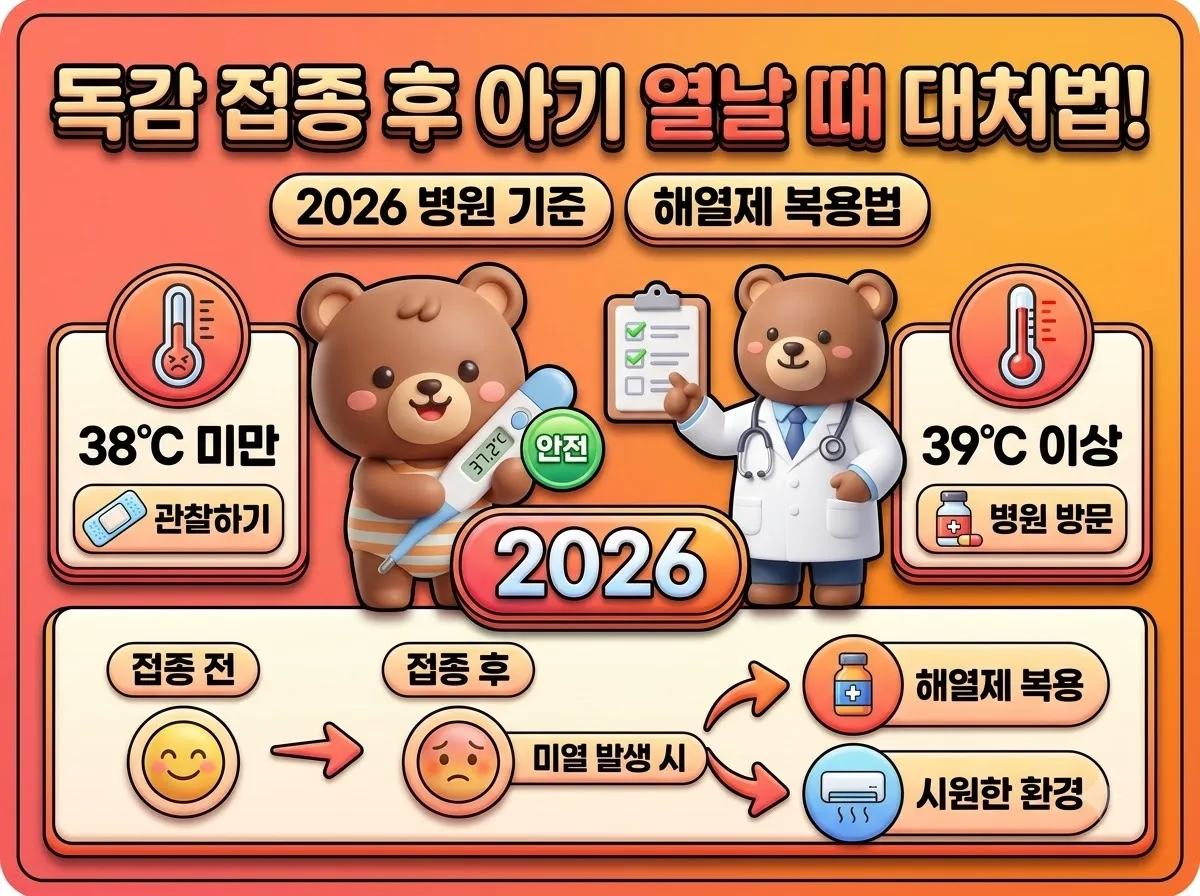 독감 예방접종 후 아기 열날 때 정상 반응과 2026년 병원 진료 기준