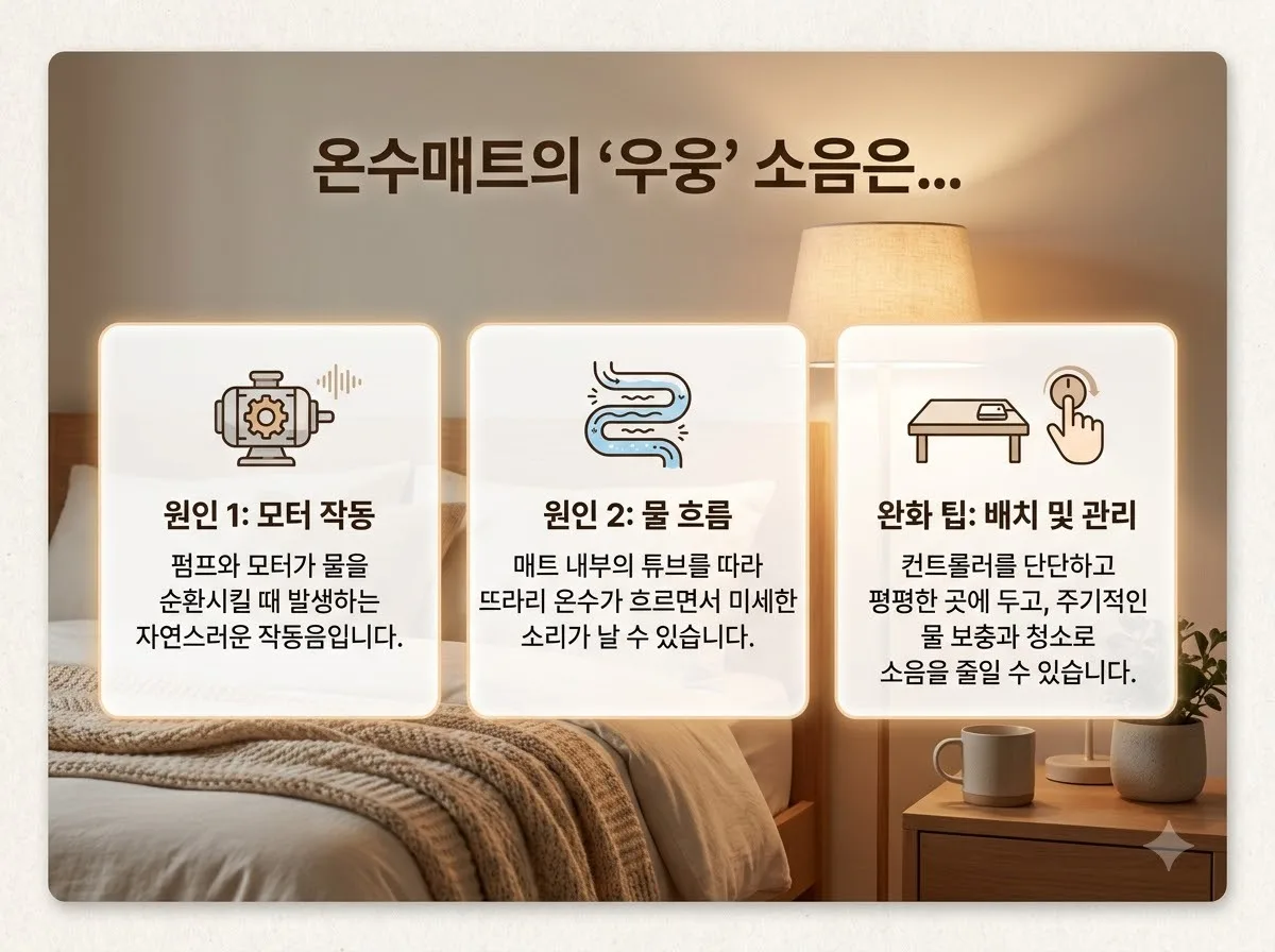 온수매트 펌프 소음 진동 줄이기 위해 꼭 알아야 할 에어 제거와 완충 패드 팁