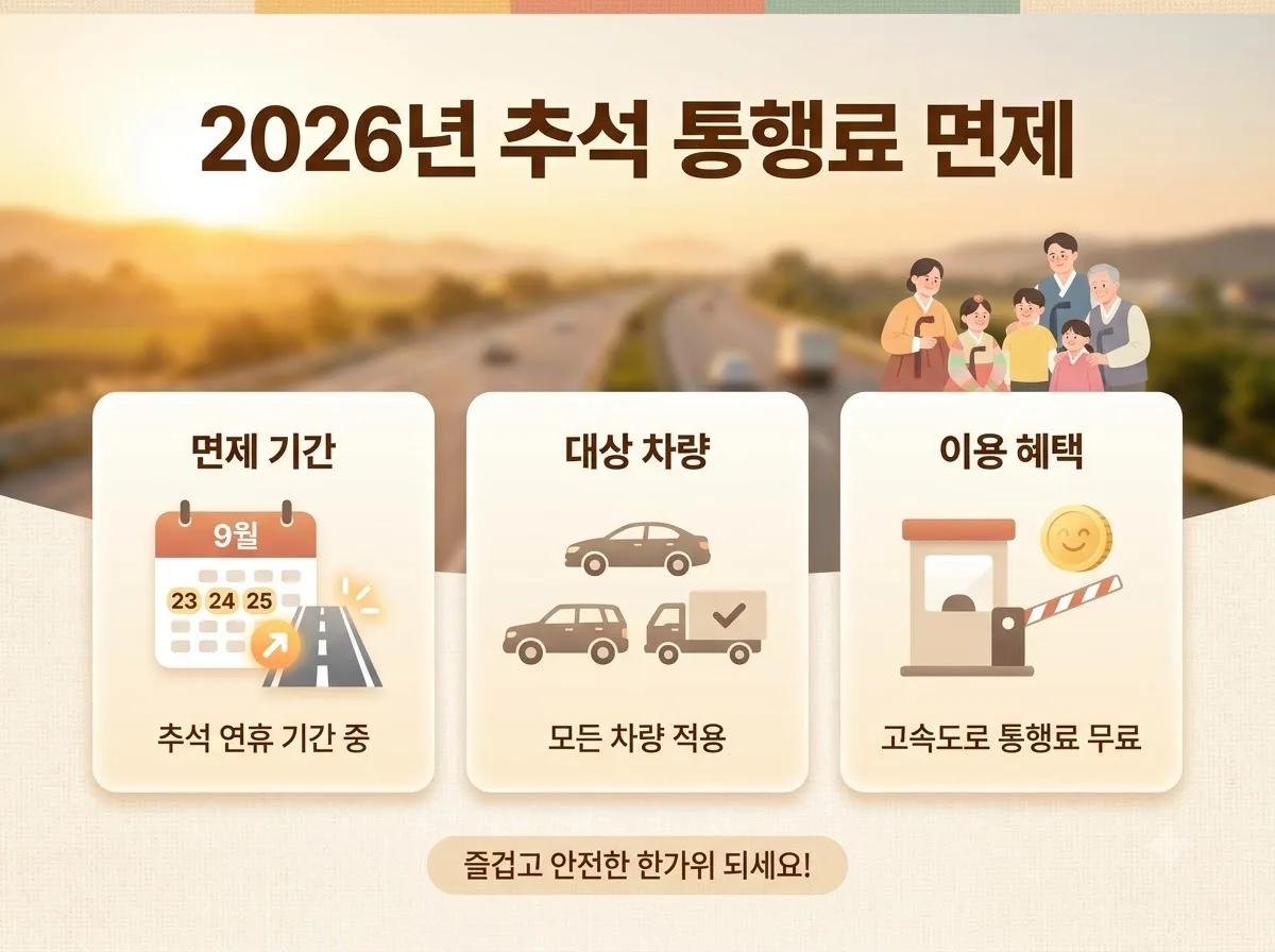 2026년 추석 고속도로 통행료 무료 기간과 진입·진출 기준 완벽 정리