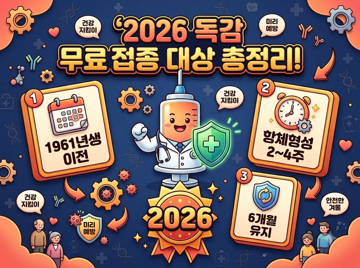 2026 독감 무료 예방접종 대상자, 올해 65세 이상 및 어린이 지원 기준