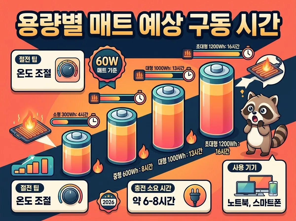 카본 온열매트 DC 12V 가동 시간 계산법, 파워뱅크 용량별 완전 정복 이미지 2
