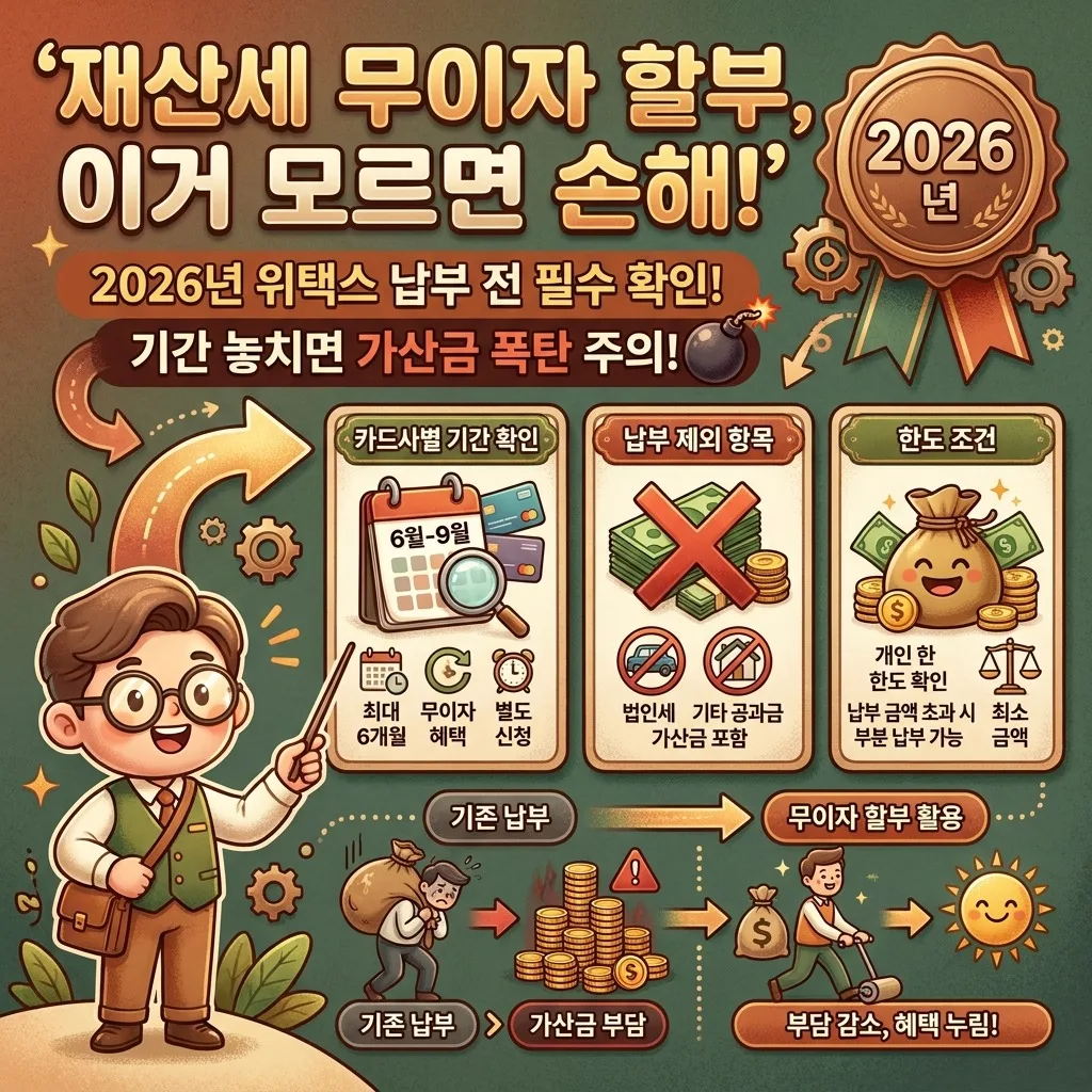 2026년 재산세 카드 무이자 할부, 위택스 납부 전 놓치기 쉬운 3가지 조건 확인