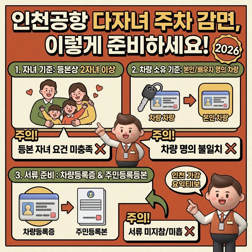 2026 인천공항 다자녀 주차 50% 감면: 놓치기 쉬운 차량등록증·등본 기준 3가지 이미지 1