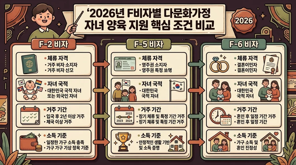 F-2·F-5·F-6 비자 외국인을 위한 2026년 다문화가정 자녀 양육 지원, 3가지 핵심 조건과 주의할 점 이미지 1