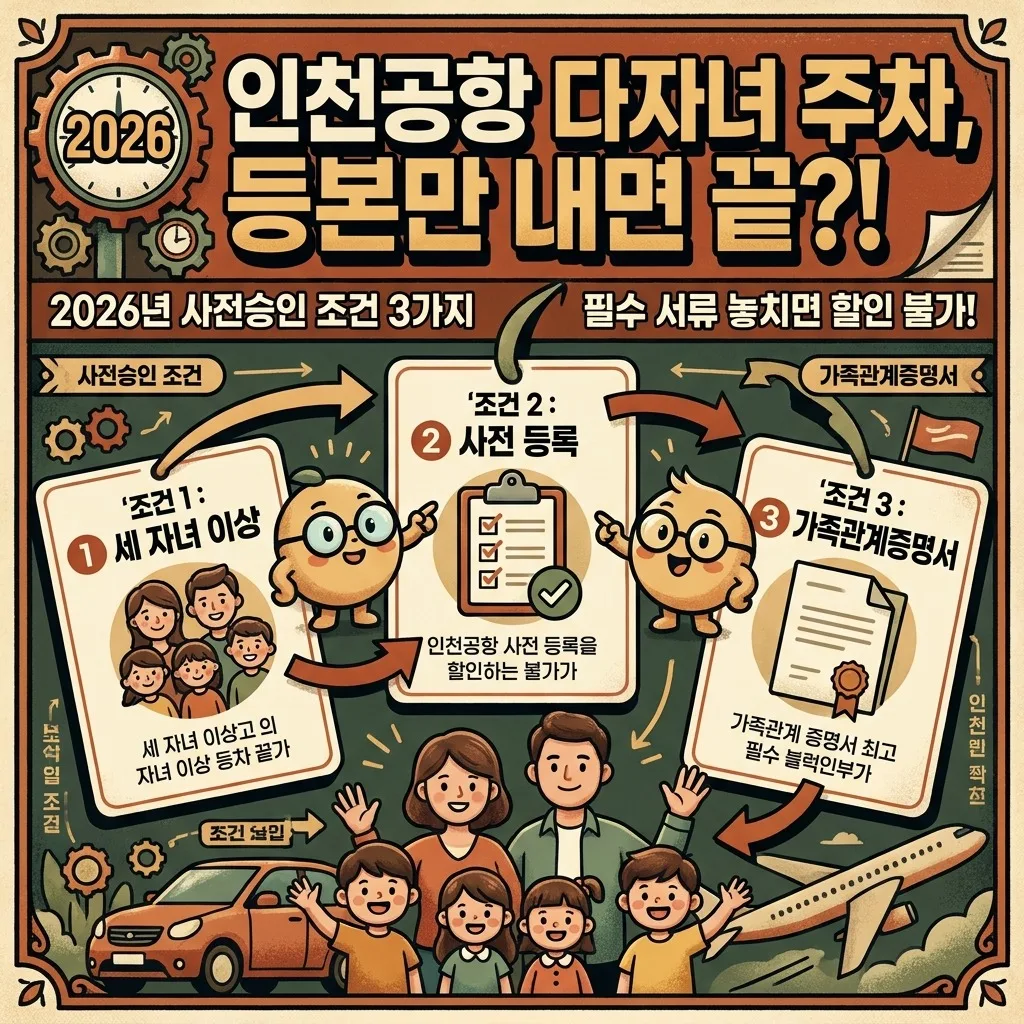 인천공항 다자녀 주차 등록 서류, 등본 하나면 끝? 2026 사전승인 조건 3가지