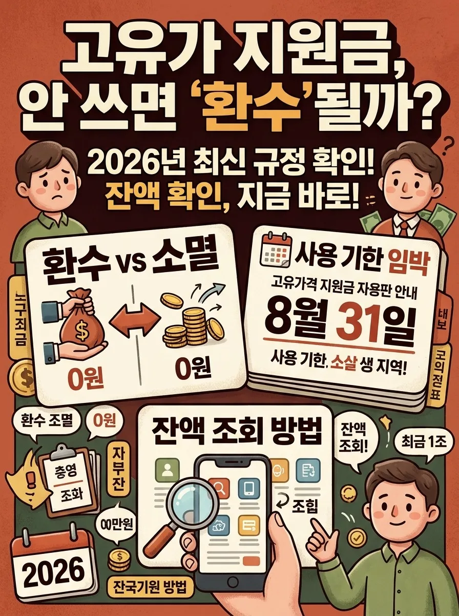 고유가 지원금, 미사용 시 환수될까? 2026년 잔액 확인과 주의사항