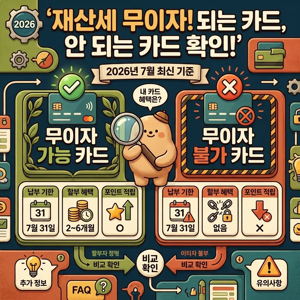 재산세 카드 납부 무이자 2026년 7월 기준 되는 카드와 안 되는 카드 차이