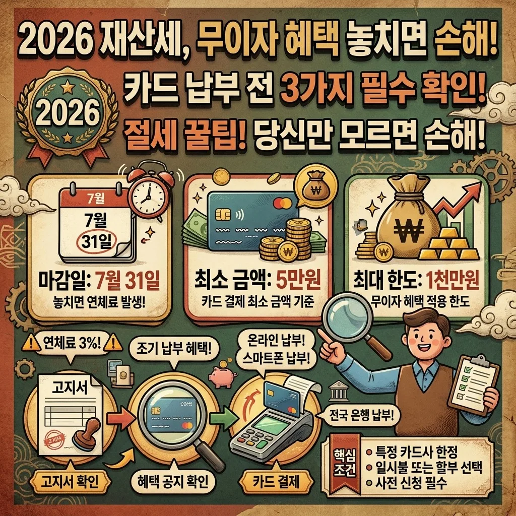 2026년 7월 재산세 카드 납부, 무이자 혜택 놓치지 않는 3가지 확인 조건