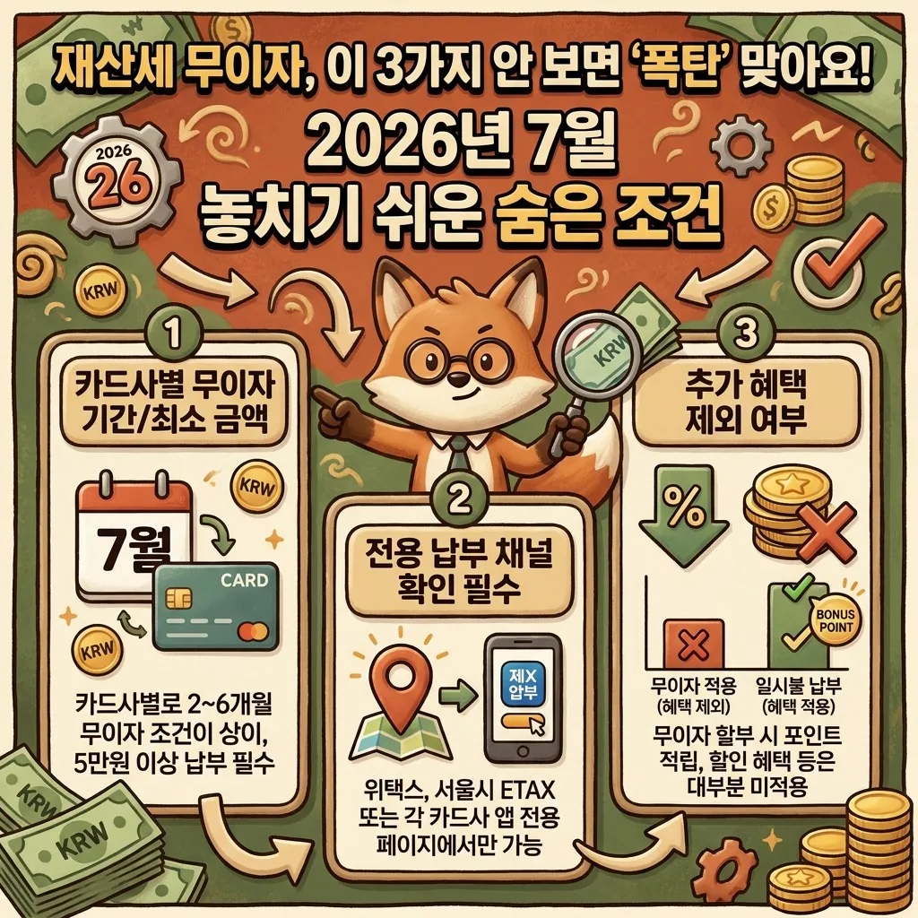 2026년 7월 재산세 카드 무이자 납부, 놓치기 쉬운 조건 3가지