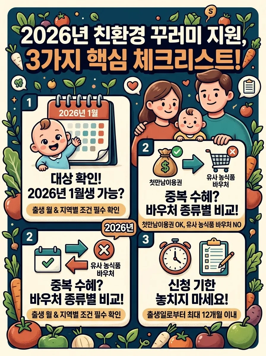 2026년 1월 출산 가정을 위한 친환경 농산물 꾸러미 지원, 3가지 핵심 주의점 이미지 1