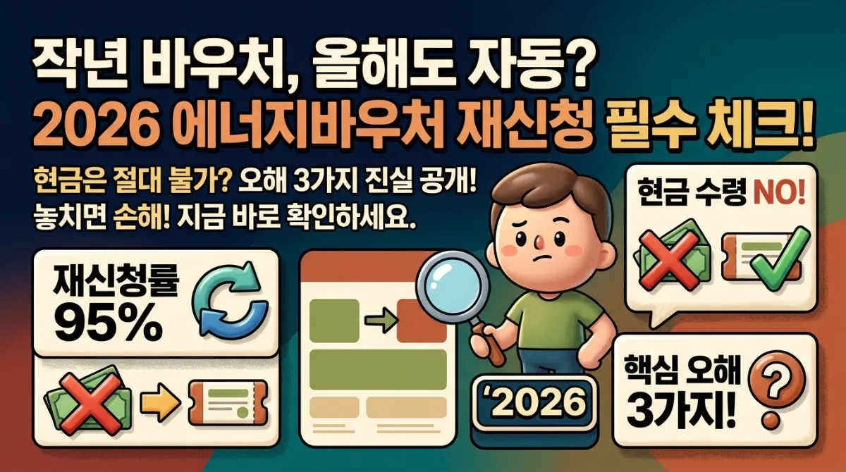 2026년 에너지바우처, 작년에 받았다면 재신청 필요할까? 현금 수령 오해 3가지