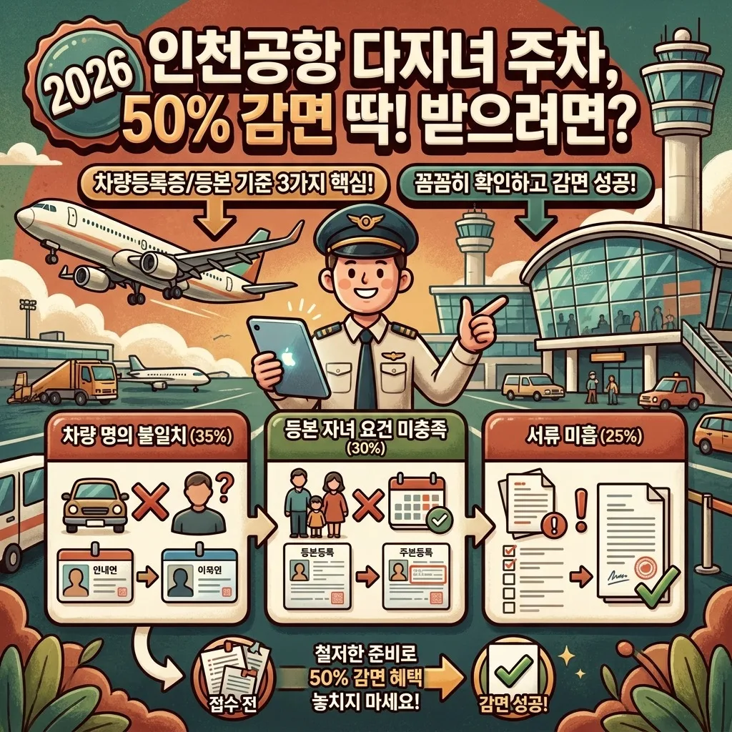 2026 인천공항 다자녀 주차 50% 감면: 놓치기 쉬운 차량등록증·등본 기준 3가지
