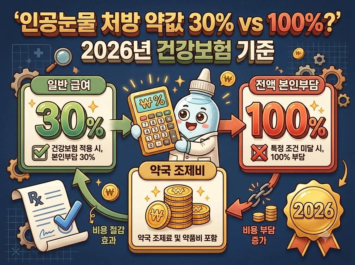 인공눈물 처방 약값 확인법, 급여와 전액본인부담 계산법