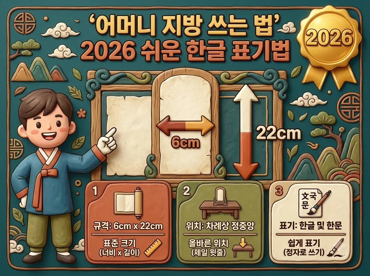 어머니 지방 쓰는 법 2026년 기준 위치와 쉬운 한글 표기법