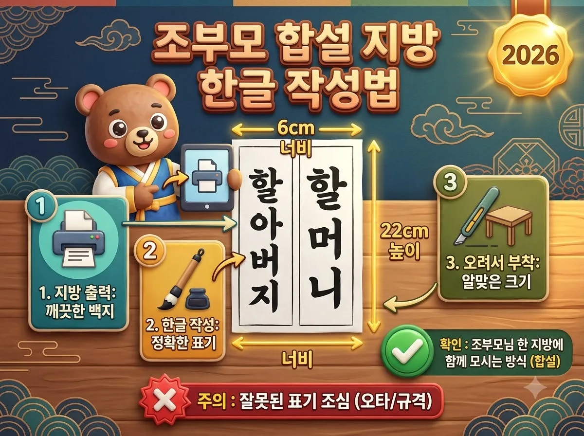 조부모 합설 지방 한글 쓰는 법, 2026년 제사 양식 출력 시 주의점