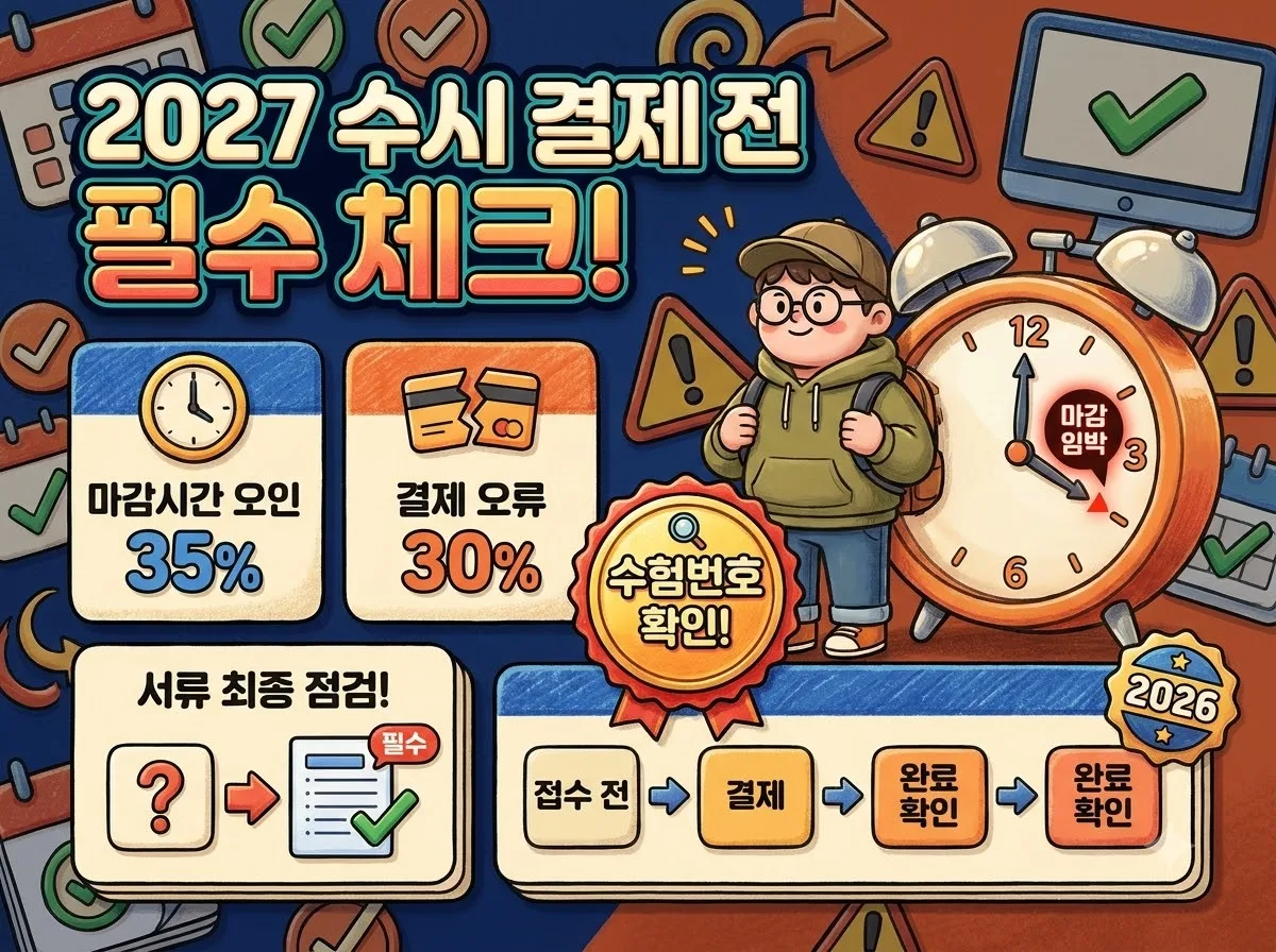 2027 수시 원서접수 결제 전 체크사항과 대학별 마감시간 확인법