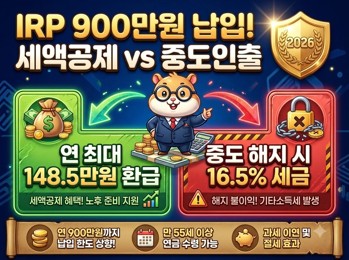 2026 IRP 세액공제 900만원 납입과 중도인출 조건