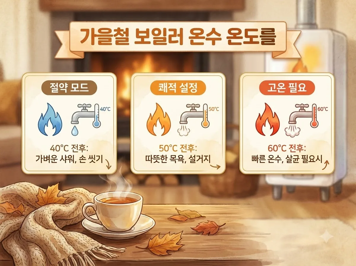 가을철 보일러 온수 세팅 전력 절감 점검표 핵심을 요약한 대표 썸네일 이미지
