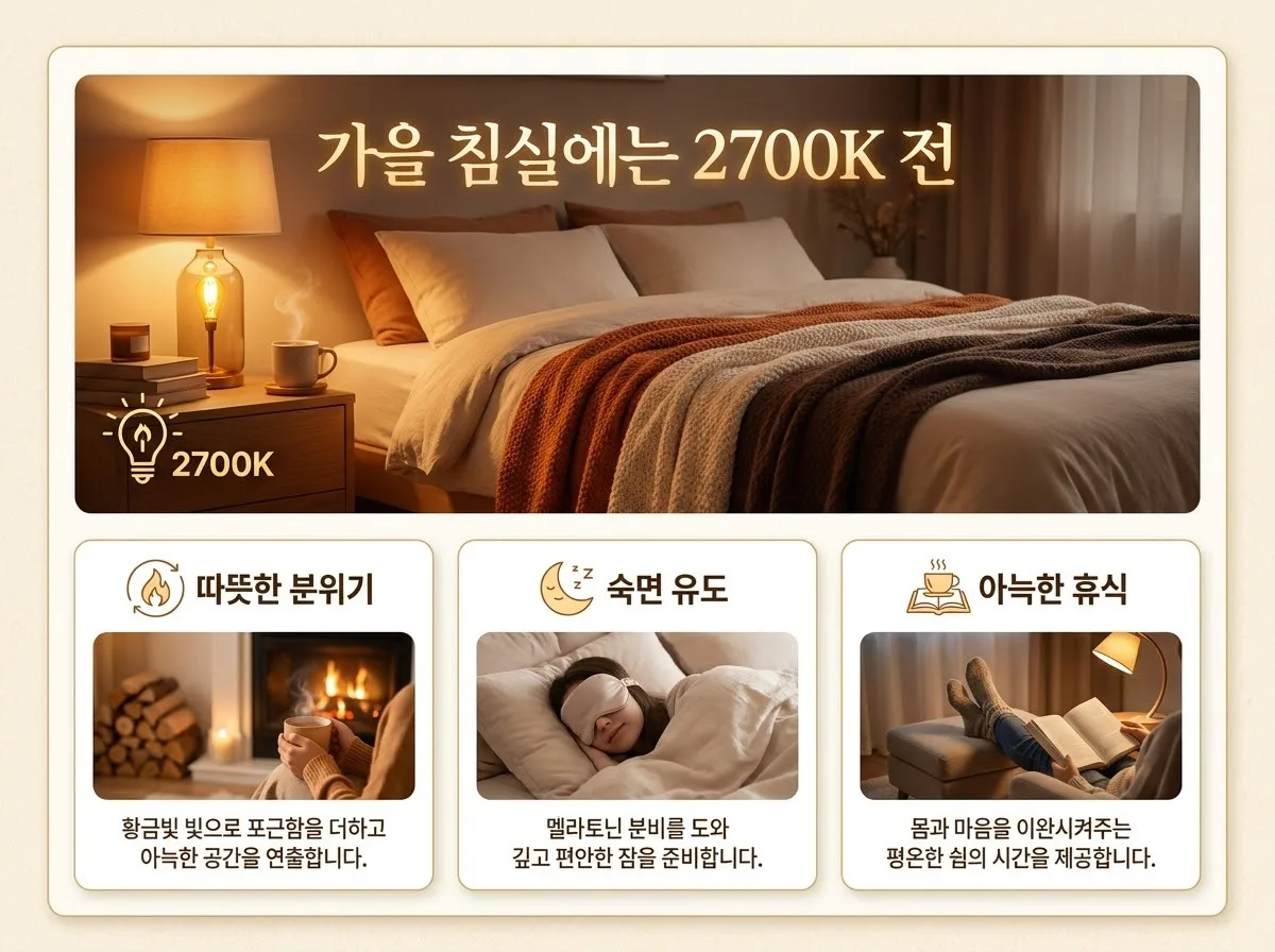 침실 가을 레이어드 조명 색온도 추천 3가지 조합 핵심을 요약한 대표 썸네일 이미지