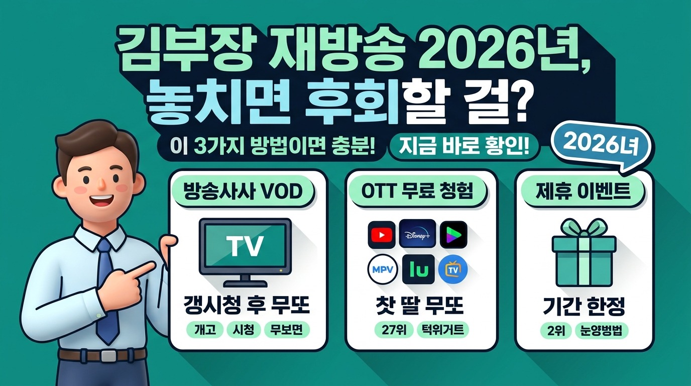 2026년 김부장 재방송 무료보기, 이 3가지 방법으로 놓치지 마세요!